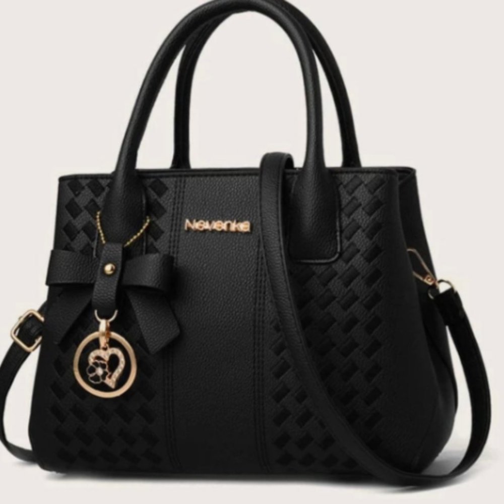 Bow and metal Heart Charm Satchel (S)